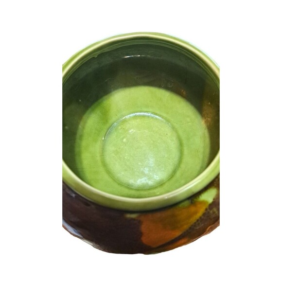 Royal Haegar MCM Green EARTH WRAP Textured Round Planter Brown Orange Cottage - Picture 7 of 12